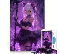 Puzzle de 1000 pièces représentant Une Fille-Chat Anime Jeu de réflexion et d'adresse Assemblage Stable,pièces Qui ne bougent Pas Un Passe-Temps agréable pour Les Longs Week-Ends (38x26cm)