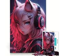 Puzzle de 1000 pièces représentant Une Fille-Chat Anime Jeu de réflexion et d'adresse Assemblage Stable,pièces Qui ne bougent Pas Un Passe-Temps agréable pour Les Longs Week-Ends (38x26cm)