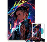 Puzzle de 1000 pièces représentant Une Fille Cyberpunk d'anime,idéal pour Les Adolescents Jeu de mémoire Amusant,Surface Lisse sans bavures,Cadeau d'anniversaire,Casse-tête (38x52cm)