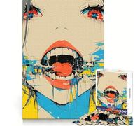 Puzzle de 1000 pièces représentant Une Fille d'anime à la Bouche Ouverte, idéal pour Adultes Concentration, Pleine Conscience, évasion, Assemblage, Cadeau Symbolique (50x75cm)