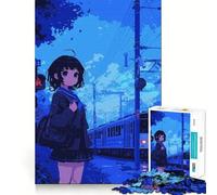 Puzzle de 1000 pièces représentant Une Fille d'anime à la Gare Jeu de Concentration mentale Découpe de précision Bords Lisses Activité captivante pour des soirées tranquilles (38x26cm)