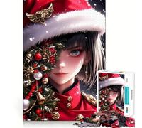 Puzzle de 1000 pièces représentant Une Fille d'anime à Noël Portrait Jeu de mémoire Amusant Bords Lisses,Assemblage Parfait Une façon divertissante d'occuper Son Temps Libre (50x75cm)