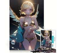 Puzzle de 1000 pièces représentant Une Fille d'anime angélique Jeu cognitif Amusant,Structure à emboîter précise,activité de Partage et de complicité pour Les Proches (38x52cm)