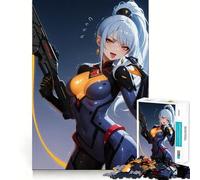 Puzzle de 1000 pièces représentant Une Fille d'anime armée d'un Pistolet futuriste Jeu de réflexion Stimulant,découpe Experte et Artisanat Fascinant pour Les Moments de détente (38x52cm)