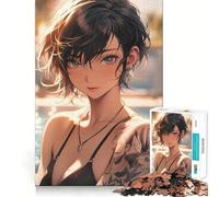Puzzle de 1000 pièces représentant Une Fille d'anime au Bord de la Piscine idéal pour Les Adolescents Un Jeu d'exercice Mental Relaxant et apaisant pour Un Assemblage Facile et Une Surprise de Noël