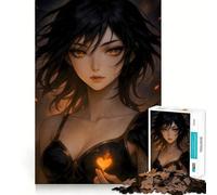 Puzzle de 1000 pièces représentant Une Fille d'anime au cœur Flamboyant (50x75cm) Jeu de réflexion Stimulant Maintien Optimal Défi cérébral interactif pour la Maison