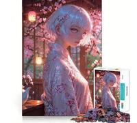 Puzzle de 1000 pièces représentant Une Fille d'anime au Printemps,dans des cerisiers en Fleurs Un Jeu créatif et Stimulant,sans pièces détachées,idéal pour Partager Un Moment convivial38x26cm