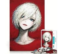 Puzzle de 1000 pièces représentant Une Fille d'anime aux Cheveux Blancs,idéal pour Adultes Jeu Stimulant la réflexion,Structure à emboîtement précise,Facile à Apprendre et Amusant