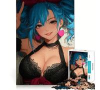 Puzzle de 1000 pièces représentant Une Fille d'anime aux Cheveux Bleus et en Lingerie 50x75cm Jeu Stimulant,pièces Bien fixées et sans pièces détachées Un défi cérébral interactif pour la Maison