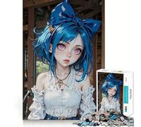 Puzzle de 1000 pièces représentant Une Fille d'anime aux Cheveux Bleus Idéal pour Adultes Jeu Amusant et Facile à Assembler Activité familiale Amusante en soirée (50x75cm)