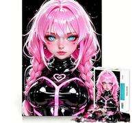 Puzzle de 1000 pièces représentant Une Fille d'anime aux Cheveux Roses et Tresses Jeu et d'adresse Assemblage Stable,pièces Qui ne bougent Pas Un Passe-Temps agréable pour Les Longs Week-Ends