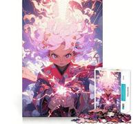 Puzzle de 1000 pièces représentant Une Fille d'anime aux Cheveux Roses,idéal pour Les Adolescents Jeu Stimulant l'esprit,Assemblage Solide et sécurisé,activité de Partage en Famille ou Entre Amis