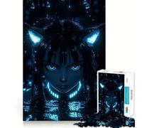 Puzzle de 1000 pièces représentant Une Fille d'anime aux Reflets néon, idéal pour Les Adolescents Un Jeu Stimulant pour Les méninges, Un Moment créatif à Partager en Famille (38x52cm)