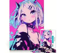 Puzzle de 1000 pièces représentant une fille d'anime aux yeux bleus,idéal pour les adolescents Jeu stimulant l'esprit,assemblage solide et sécurisé,activité de partage en famille ou entre amis 38x26cm