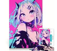 Puzzle de 1000 pièces représentant une fille d'anime aux yeux bleus,idéal pour les adolescents Jeu stimulant l'esprit,assemblage solide et sécurisé,activité de partage en famille ou entre amis 50x75cm