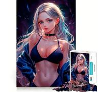 Puzzle de 1000 pièces représentant une fille d'anime aux yeux bleus,idéal pour les adolescents Jeu stimulant l'esprit,assemblage solide et sécurisé,activité de partage en famille ou entre amis 38x52cm
