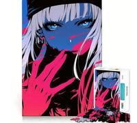 Puzzle de 1000 pièces représentant une fille d'anime aux yeux bleus Jeu de réflexion et d'adresse Assemblage stable,pièces qui ne bougent pas Un passe-temps agréable pour les longs week-ends (38x26cm)