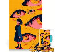 Puzzle de 1000 pièces représentant Une Fille d'anime aux Yeux géants Jeu de développement cognitif Surface Lisse sans bavures Activité relaxante en Groupe à l'intérieur (38x52cm)