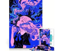 Puzzle de 1000 pièces représentant Une Fille d'anime avec de la fumée Cosmique Jeu Amusant et Facile à Transporter,idéal pour Les Voyages (38x26cm)