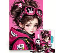 Puzzle de 1000 pièces représentant Une Fille d'anime avec des Accessoires de Lapin,idéal pour Les Adolescents Jeu Stimulant l'esprit,pièces de Taille Uniforme et précises,activité amusantele Soir