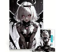 Puzzle de 1000 pièces représentant Une Fille d'anime avec des Ailes d'ange Sombre Jeu de mémorisation mentale de Haute précision Activité Manuelle Interactive pour stimuler Le Cerveau à la Maison