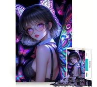 Puzzle de 1000 pièces représentant Une Fille d'anime avec des Ailes de Papillon Jeu de mémorisation mentale de Haute précision Activité Manuelle Interactive pour stimuler Le Cerveau à la Maison