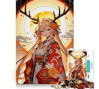 Puzzle de 1000 pièces représentant Une Fille d'anime avec des Bois de cerf,idéal pour Les Adolescents Jeu Amusant et Facile à Assembler,sans espaces Activité idéale pour Une soirée en Famille 38x26cm