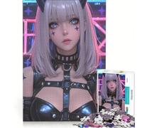 Puzzle de 1000 pièces représentant Une Fille d'anime avec des Cornes, idéal pour Les Jeux vidéo, la décoration Murale et Les défis à relever pour renforcer Les Liens Amoureux 38x52cm