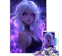 Puzzle de 1000 pièces représentant Une Fille d'anime avec des Flammes Violettes Jeu éducatif et Amusant à Faire à la Maison idéal pour Les 14 Ans et Plus 38x26cm