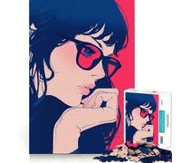 Puzzle de 1000 pièces représentant Une Fille d'anime avec des Lunettes,idéal pour Les Adolescents Jeu Stimulant l'esprit,Solide et Facile à Assembler,pour Une activité Amusante en Famille Le Soir