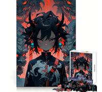 Puzzle de 1000 pièces représentant Une Fille d'anime avec des Masques de démons Exercice cérébral, détente et Relaxation Découpe de précision Cadeau Symbolique (38x26cm)