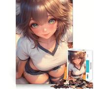 Puzzle de 1000 pièces représentant Une Fille d'anime avec des Oreilles de Chat,idéal pour Les Adolescents Jeu Amusant et Facile à Assembler,sans espaces Activité idéale pour Une soirée38x52cm