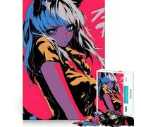 Puzzle de 1000 pièces représentant Une Fille d'anime avec des Oreilles de Chat,idéal pour Les Adolescents Jeu Stimulant l'esprit,Solide et Facile à Assembler,pour Une activité amusantele Soir 38x26cm