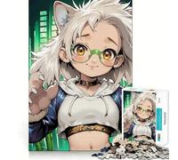 Puzzle de 1000 pièces représentant Une Fille d'anime avec des Oreilles de Chat Jeu de réflexion Stimulant,découpe Experte et Artisanat Fascinant pour Les Moments de détente (50x75cm)