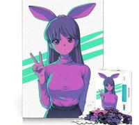 Puzzle de 1000 pièces représentant Une Fille d'anime avec des Oreilles de Lapin Jeu de développement cognitif Surface Lisse sans bavures Activité relaxante en Groupe à l'intérieur (38x52cm)