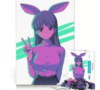 Puzzle de 1000 pièces représentant Une Fille d'anime avec des Oreilles de Lapin,pour Adultes Jeu de mémoire,Assemblage précis sans espaces,activité apaisante pour se détendre (38x26cm)