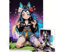 Puzzle de 1000 pièces représentant Une Fille d'anime avec des Oreilles de Renard activité ludique et stimulante pour renforcer Les Liens familiaux,avec des pièces Parfaitement emboîtables et sans