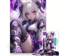 Puzzle de 1000 pièces représentant Une Fille d'anime avec des Oreilles de Renard,idéal pour Adultes Jeu de mémoire et de réflexion,découpé au Laser pour Un Assemblage Parfait Cadeau Unique