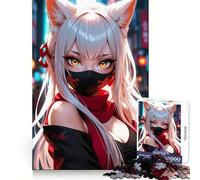 Puzzle de 1000 pièces représentant Une Fille d'anime avec des Oreilles de Renard idéal pour Les Adolescents pour se remémorer Les Bons Moments passés Ensemble Cadeau saisonnier à emboîtement Ferme
