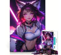 Puzzle de 1000 pièces représentant Une Fille d'anime avec des Oreilles de Renard,idéal pour Les Adultes Jeu Amusant et Facile à Assembler Activité familiale Amusante en soirée (38x52cm)