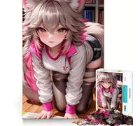Puzzle de 1000 pièces représentant Une Fille d'anime avec des Oreilles de Renard Jeu Amusant et Facile à Assembler,sans bavures,pièces nettes et découpées,Portable et idéal pour Les Voyages (38x26cm)