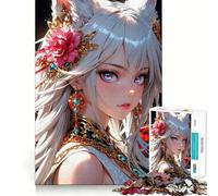 Puzzle de 1000 pièces représentant Une Fille d'anime avec des Oreilles de Renard Jeu de réflexion créatif,découpe Nette,Composants Robustes,Format Voyage,idéal pour Les Jeux de logique (50x75cm)