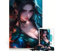 Puzzle de 1000 pièces représentant Une Fille d'anime avec du feu et de l'eau,idéal pour Les Adolescents entraînement de la mémoire,Jeu Amusant,Assemblage Facile et Relaxant,activité relaxante