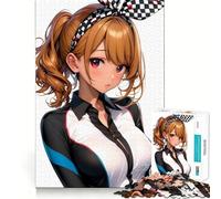 Puzzle de 1000 pièces représentant une fille d'anime avec un bandeau à carreaux,idéal pour les adolescents Jeu stimulant l'esprit,pièces de taille uniforme et précises,activité amusantele soir 50x75cm