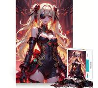 Puzzle de 1000 pièces représentant Une Fille d'anime avec Un Cache-œil Jeu de Construction Solide et sécurisé,idéal pour Les Vacances et Les Loisirs d'intérieur (38x52cm)