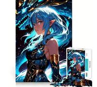 Puzzle de 1000 pièces représentant Une Fille d'anime avec Un Dragon,pour Adultes Jeu et de Coordination Découpe Laser pour Un Assemblage Parfait Activité enrichissante pour Les Jours de Pluie 50x75cm