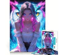 Puzzle de 1000 pièces représentant Une Fille d'anime avec Un Hibou (38x52cm),Jeu de réflexion Stimulant,sans pièces détachées,défi cérébral interactif pour la Maison