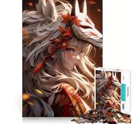 Puzzle de 1000 pièces représentant Une Fille d'anime avec Un Masque de Renard Jeu de Construction Solide et sécurisé,idéal pour Les Vacances et Les Loisirs d'intérieur (50x75cm)