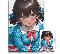 Puzzle de 1000 pièces représentant Une Fille d'anime avec Un nœud Bleu Jeu de développement de la logique pour Adolescents Un pour Partager des Moments précieux Dimensions:50x75cm