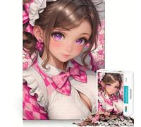 Puzzle de 1000 pièces représentant Une Fille d'anime avec Un nœud Rose,idéal pour Les Adolescents Jeu de mémoire Amusant,Surface Lisse sans bavures,Cadeau d'anniversaire,Casse-tête (50x75cm)